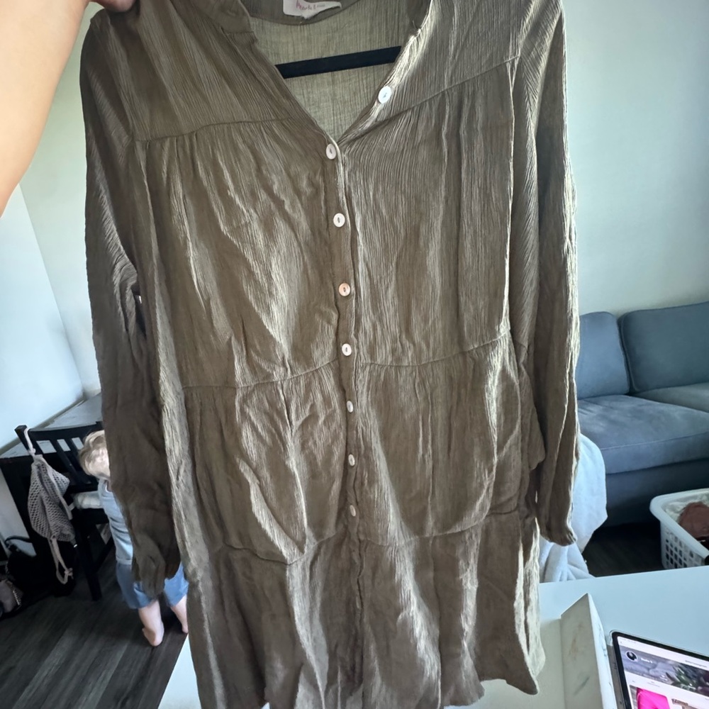 Peach Love California Khaki Textured Top